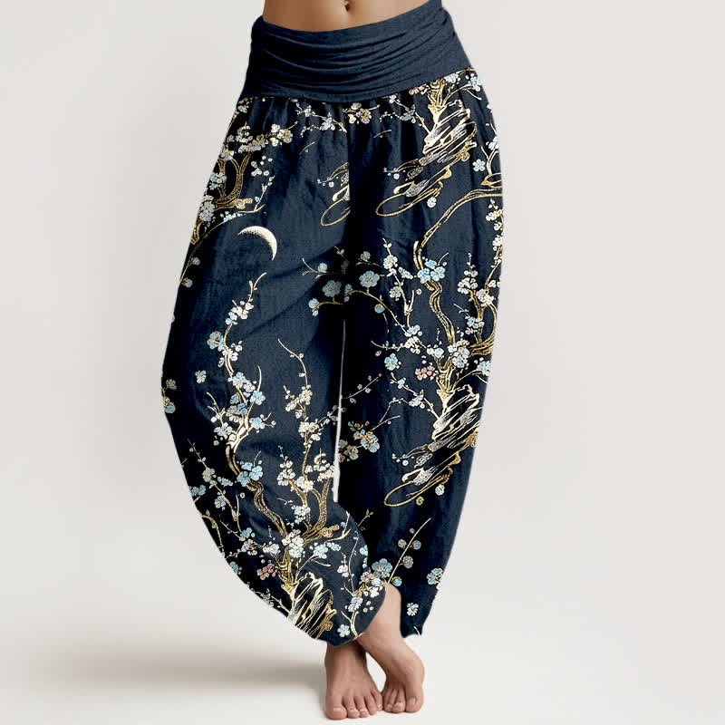 Buddha Stones Haremshose aus reiner Baumwolle mit Pflaumenblütenzweigen und elastischem Bund für Damen - Dunkelgoldenrod - US16, UK/AU20, EU48 (3XL) - image 8