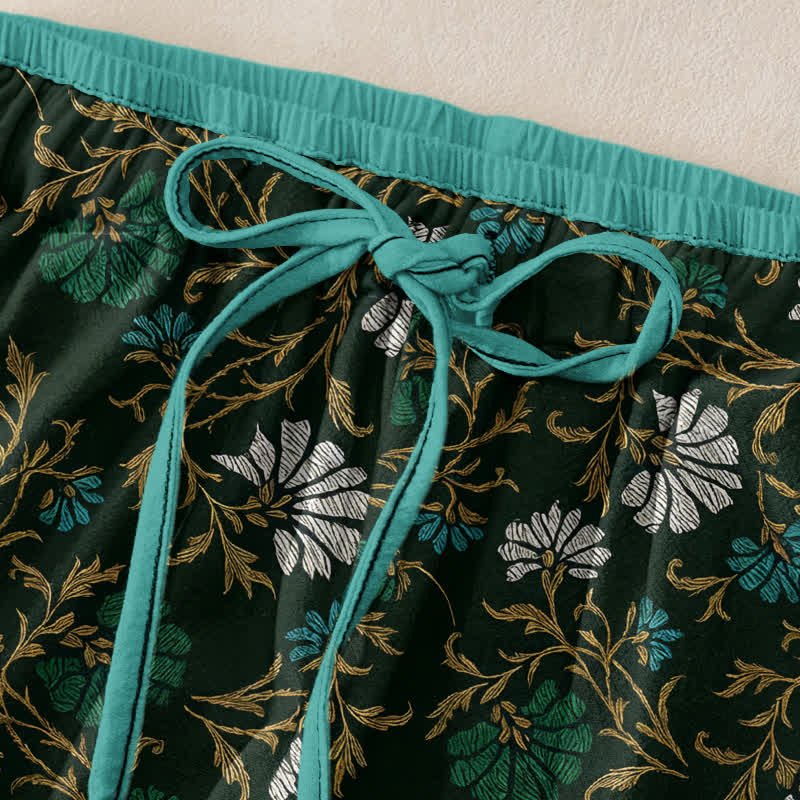 Buddha Stones Flowersl Vine Damen-Baumwollhose mit elastischem Bund, Kordelzug und Taschen - image 1