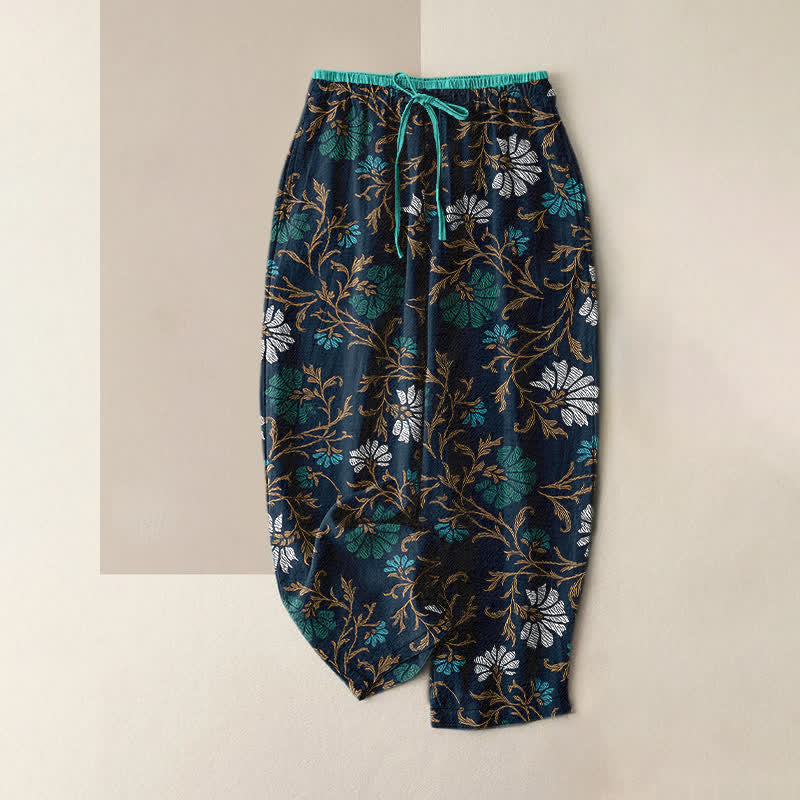 Buddha Stones Flowersl Vine Damen-Baumwollhose mit elastischem Bund, Kordelzug und Taschen - Dunkelgrau - US16, UK/AU20, EU48 (3XL) - image 4