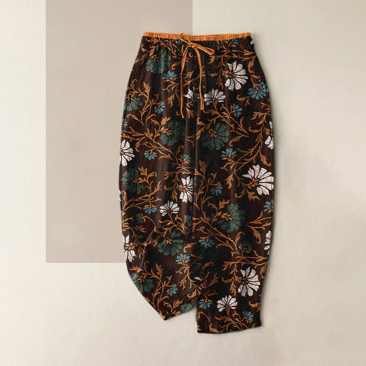 Buddha Stones Flowersl Vine Damen-Baumwollhose mit elastischem Bund, Kordelzug und Taschen - Peru - US16, UK/AU20, EU48 (3XL) - image 8
