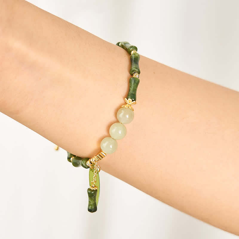 Buddha Stones Bambus-Pufferfliegen-Peridot-Hetian-Jade-Perlen-Friedensarmband - image 4