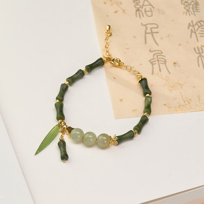 Buddha Stones Bambus-Pufferfliegen-Peridot-Hetian-Jade-Perlen-Friedensarmband - Peridot (Handgelenkumfang 15-18 cm) - image 0