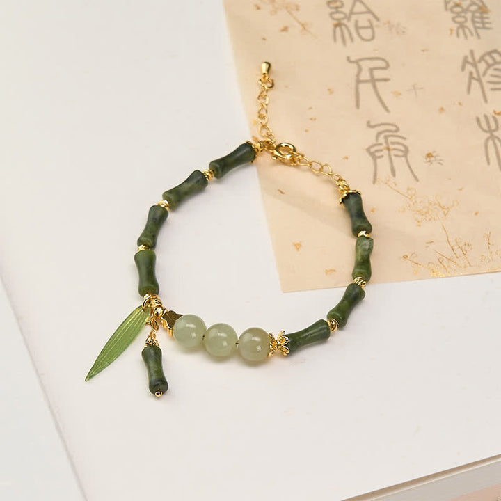 Buddha Stones Bambus-Pufferfliegen-Peridot-Hetian-Jade-Perlen-Friedensarmband - Peridot (Handgelenkumfang 15-18 cm) - image 0