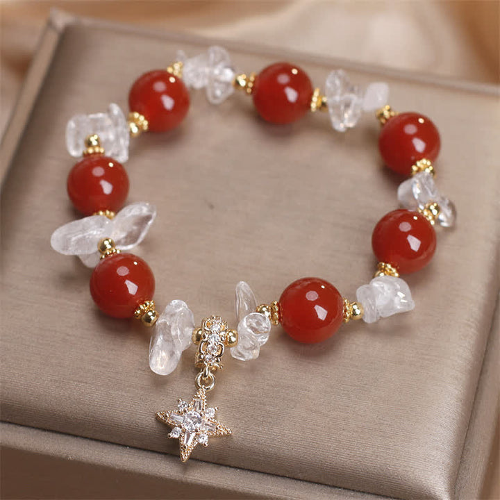 Buddha Stones Armband mit Hexagramm-Anhänger aus natürlichem rotem Achat und klarem Quarz – ein Symbol des Selbstvertrauens - image 2