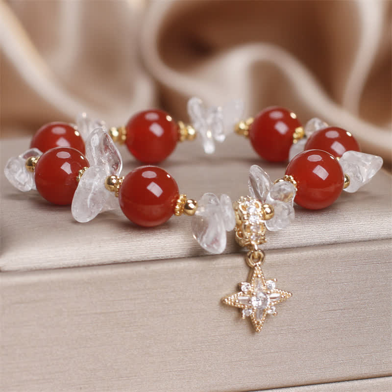 Buddha Stones Armband mit Hexagramm-Anhänger aus natürlichem rotem Achat und klarem Quarz – ein Symbol des Selbstvertrauens - image 5