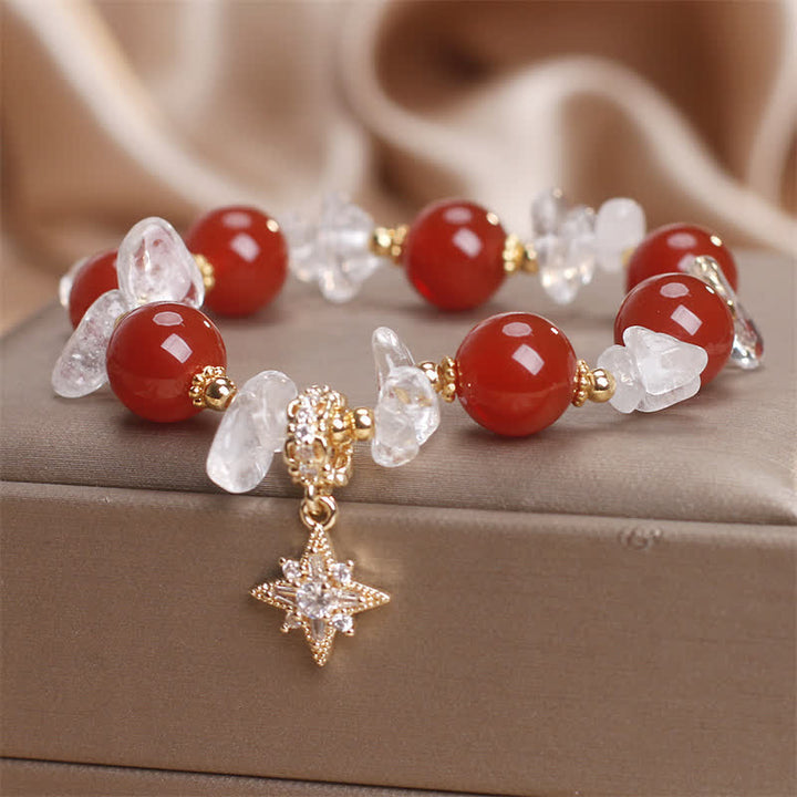 Buddha Stones Armband mit Hexagramm-Anhänger aus natürlichem rotem Achat und klarem Quarz – ein Symbol des Selbstvertrauens - image 6