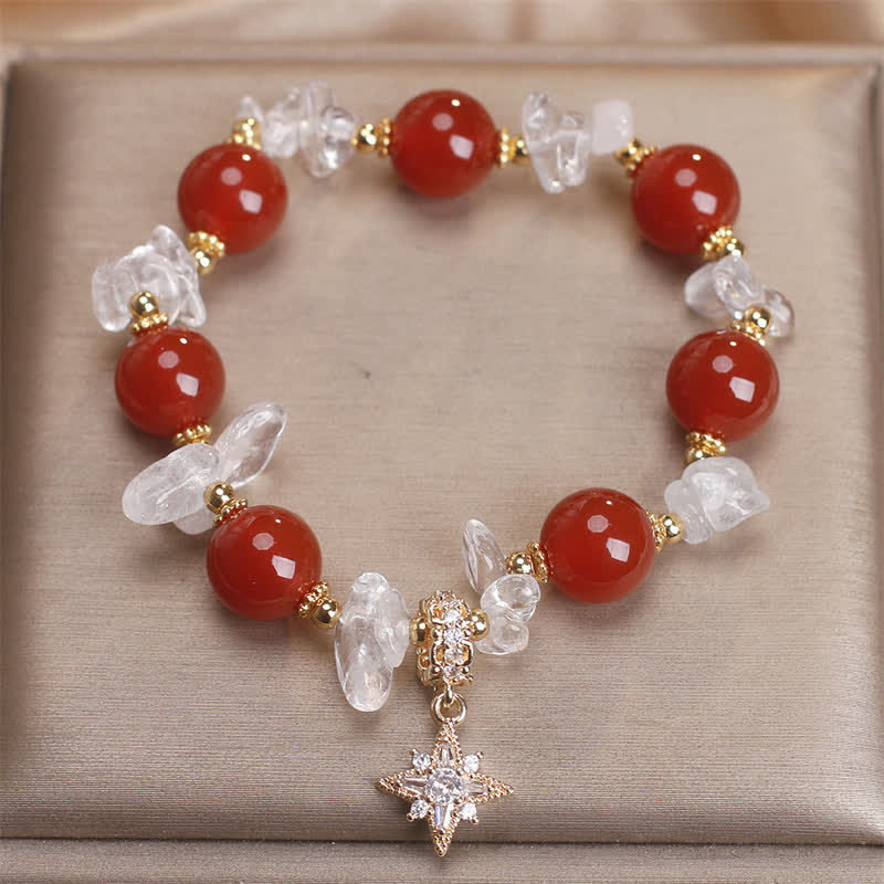 Buddha Stones Armband mit Hexagramm-Anhänger aus natürlichem rotem Achat und klarem Quarz – ein Symbol des Selbstvertrauens - image 4