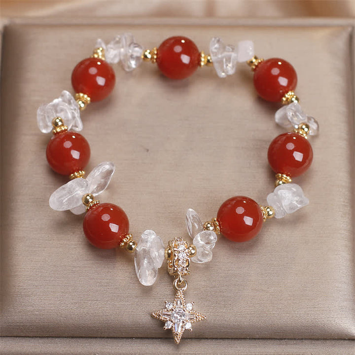 Buddha Stones Armband mit Hexagramm-Anhänger aus natürlichem rotem Achat und klarem Quarz – ein Symbol des Selbstvertrauens - image 4