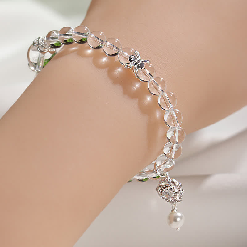 Buddha Stones Armband aus natürlichem, klarem Quarz und Perle - image 4