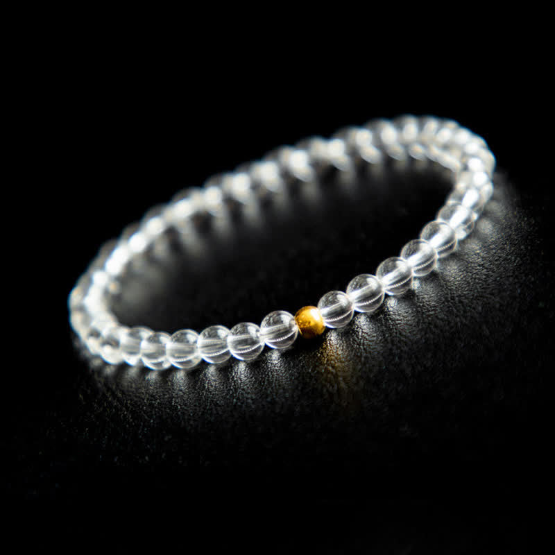Buddha Stones Natürliches 4 mm klares Quarz-Meditationsarmband - Klarer Quarz (Handgelenkumfang: 14–15 cm) - image 0