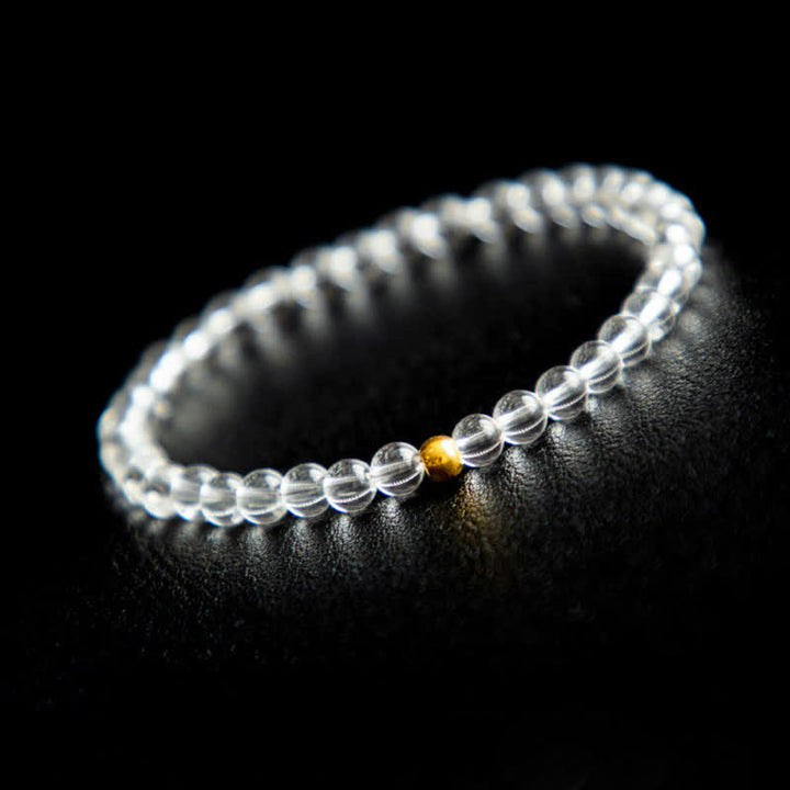 Buddha Stones Natürliches 4 mm klares Quarz-Meditationsarmband - Klarer Quarz (Handgelenkumfang: 14–15 cm) - image 0