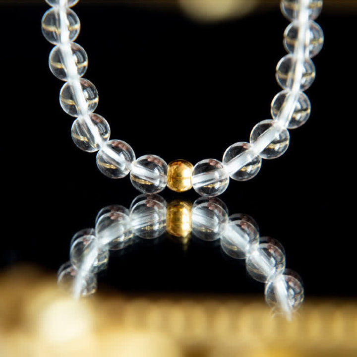 Buddha Stones Natürliches 4 mm klares Quarz-Meditationsarmband - image 11
