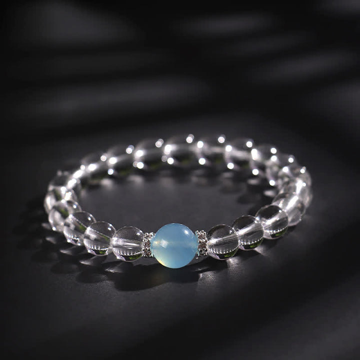 Buddha Stones Heilendes Armband aus klarem Quarz und Aquamarin - 8 mm Klarer Quarz (Handgelenkumfang: 15–16 cm) - image 0