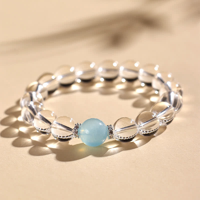 Buddha Stones Heilendes Armband aus klarem Quarz und Aquamarin - image 4