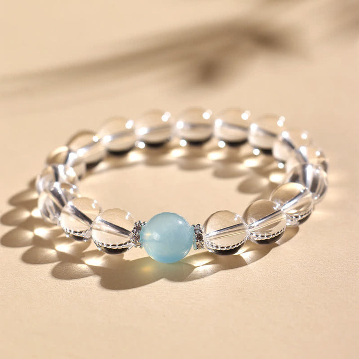 Buddha Stones Heilendes Armband aus klarem Quarz und Aquamarin - image 4