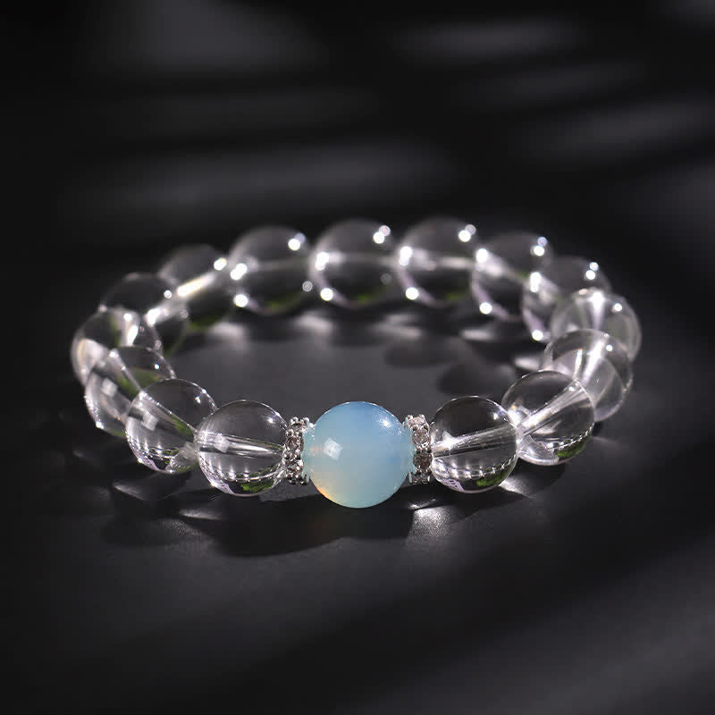 Buddha Stones Heilendes Armband aus klarem Quarz und Aquamarin - image 11