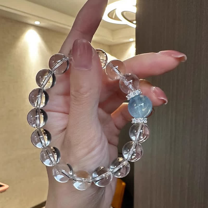 Buddha Stones Heilendes Armband aus klarem Quarz und Aquamarin - image 9