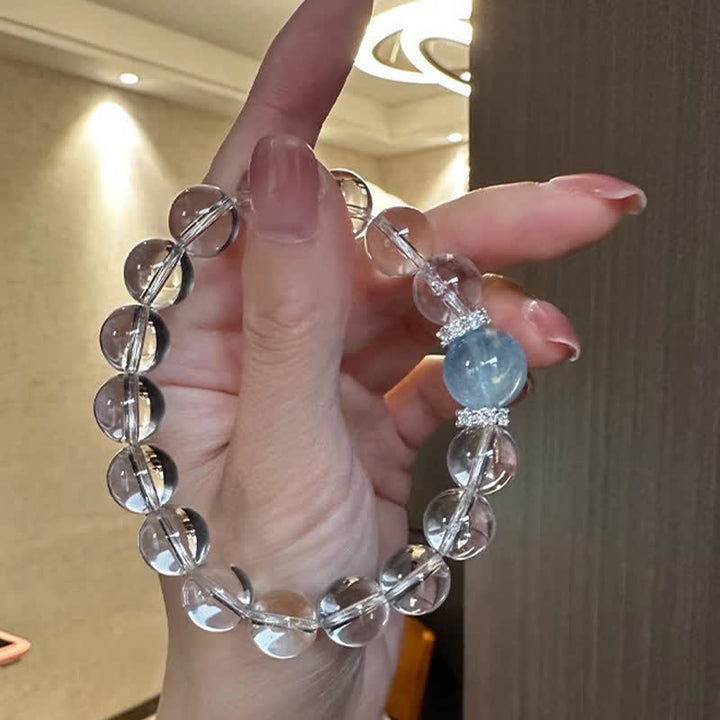Buddha Stones Heilendes Armband aus klarem Quarz und Aquamarin - image 9
