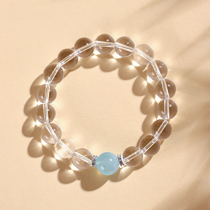 Buddha Stones Heilendes Armband aus klarem Quarz und Aquamarin - image 8