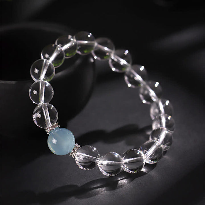 Buddha Stones Heilendes Armband aus klarem Quarz und Aquamarin - image 3