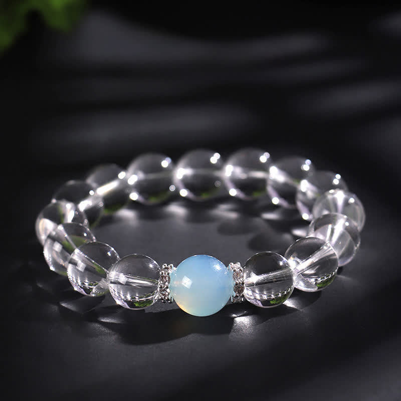 Buddha Stones Heilendes Armband aus klarem Quarz und Aquamarin - 12 mm Klarer Quarz (Handgelenkumfang: 17–18 cm) - image 10