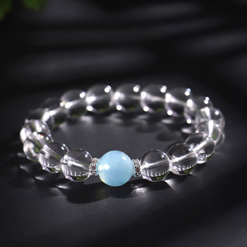 Buddha Stones Heilendes Armband aus klarem Quarz und Aquamarin - image 12
