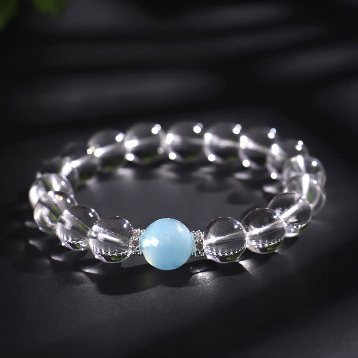 Buddha Stones Heilendes Armband aus klarem Quarz und Aquamarin - image 12