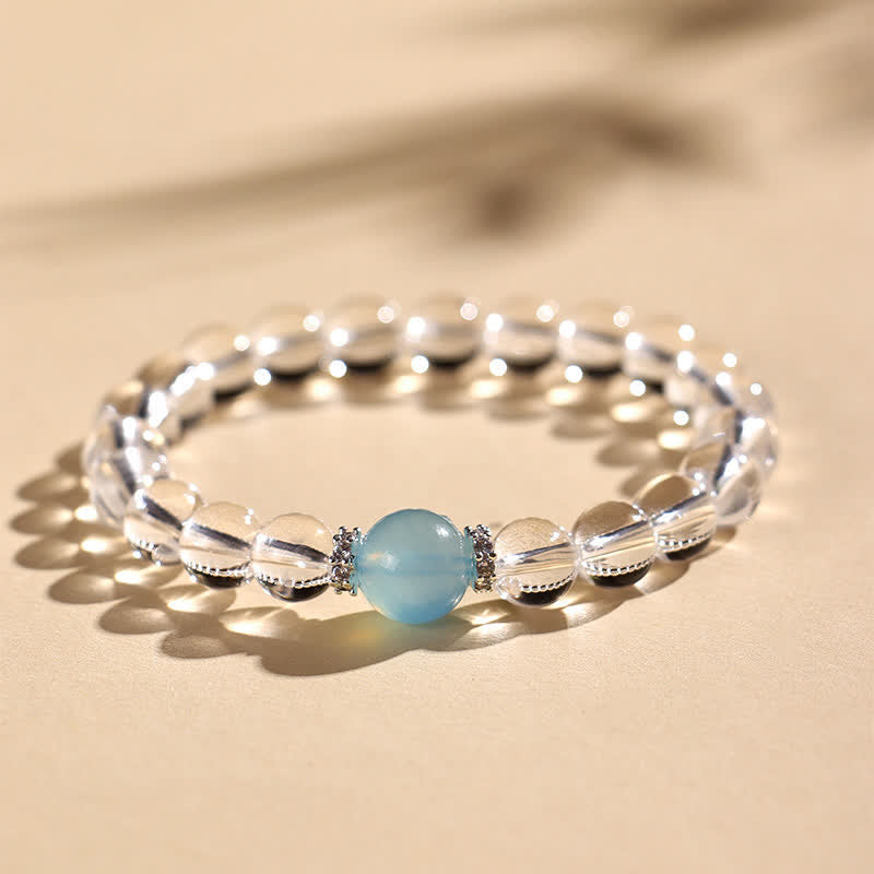 Buddha Stones Heilendes Armband aus klarem Quarz und Aquamarin - image 1