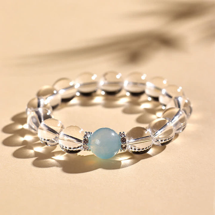 Buddha Stones Heilendes Armband aus klarem Quarz und Aquamarin - image 13