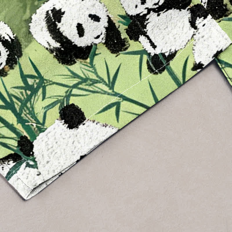 Buddha Stones Damenhose aus Baumwolle mit Panda- und Bambusmuster, elastischem Bund und Taschen - image 1