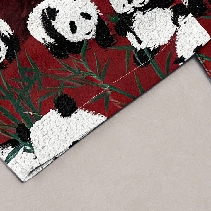 Buddha Stones Damenhose aus Baumwolle mit Panda- und Bambusmuster, elastischem Bund und Taschen - image 4