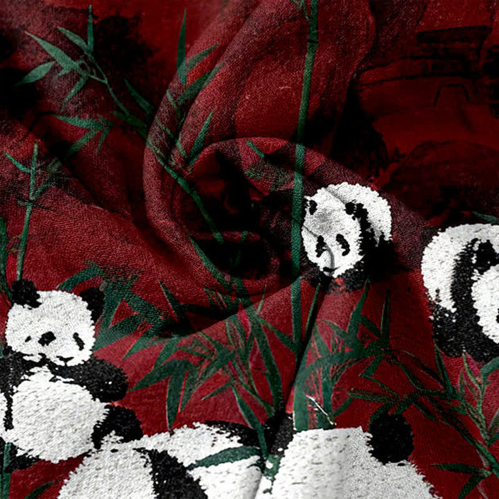 Buddha Stones Damenhose aus Baumwolle mit Panda- und Bambusmuster, elastischem Bund und Taschen - image 5