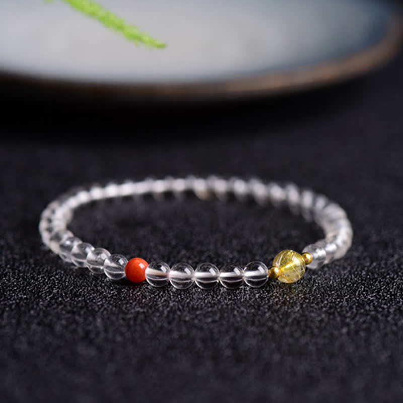 Buddha Stones Armband aus natürlichem, klarem Quarz - Klarer Quarz (Handgelenkumfang: 14–15 cm) - image 0