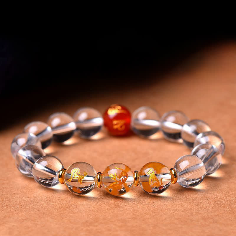 Buddha Stones Heilarmband aus klarem Quarz mit chinesischen Tierkreiszeichen - image 0