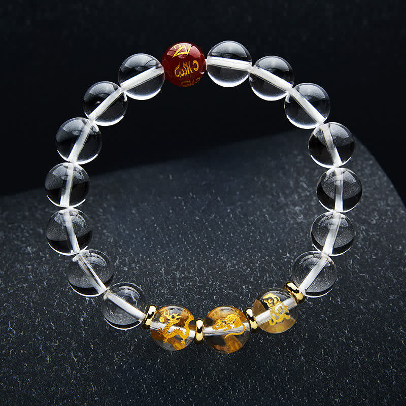 Buddha Stones Heilarmband aus klarem Quarz mit chinesischen Tierkreiszeichen - Ratte Drache Affe - 10-mm-Perlen (Handgelenkumfang: 16–17 cm) - image 19