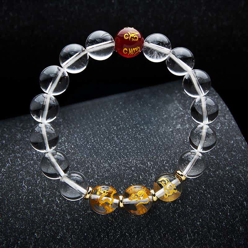 Buddha Stones Heilarmband aus klarem Quarz mit chinesischen Tierkreiszeichen - Ratte Drache Affe - 12-mm-Perlen (Handgelenkumfang: 17–18 cm) - image 20