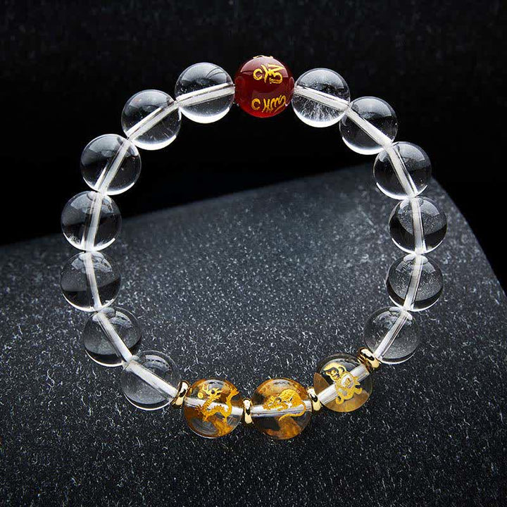 Buddha Stones Heilarmband aus klarem Quarz mit chinesischen Tierkreiszeichen - Ratte Drache Affe - 12-mm-Perlen (Handgelenkumfang: 17–18 cm) - image 20