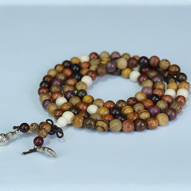Buddha Stones 108 Perlen, mehrfarbige Mala aus Naturholz für beruhigende Energie - image 1