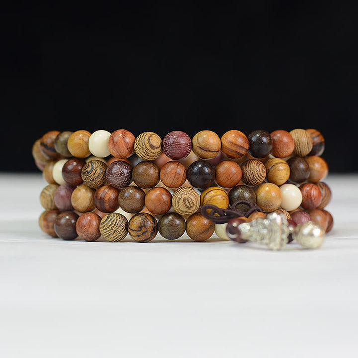 Buddha Stones 108 Perlen, mehrfarbige Mala aus Naturholz für beruhigende Energie - image 4
