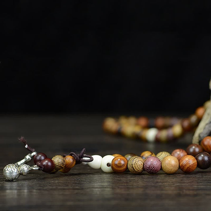 Buddha Stones 108 Perlen, mehrfarbige Mala aus Naturholz für beruhigende Energie - image 6