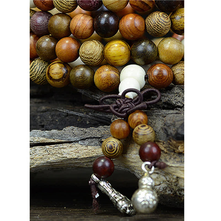 Buddha Stones 108 Perlen, mehrfarbige Mala aus Naturholz für beruhigende Energie - image 11