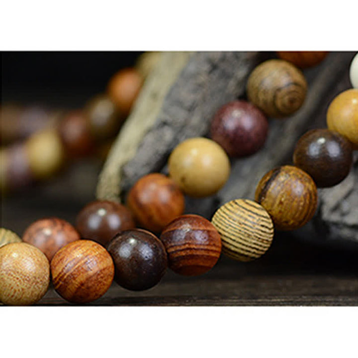 Buddha Stones 108 Perlen, mehrfarbige Mala aus Naturholz für beruhigende Energie - image 9