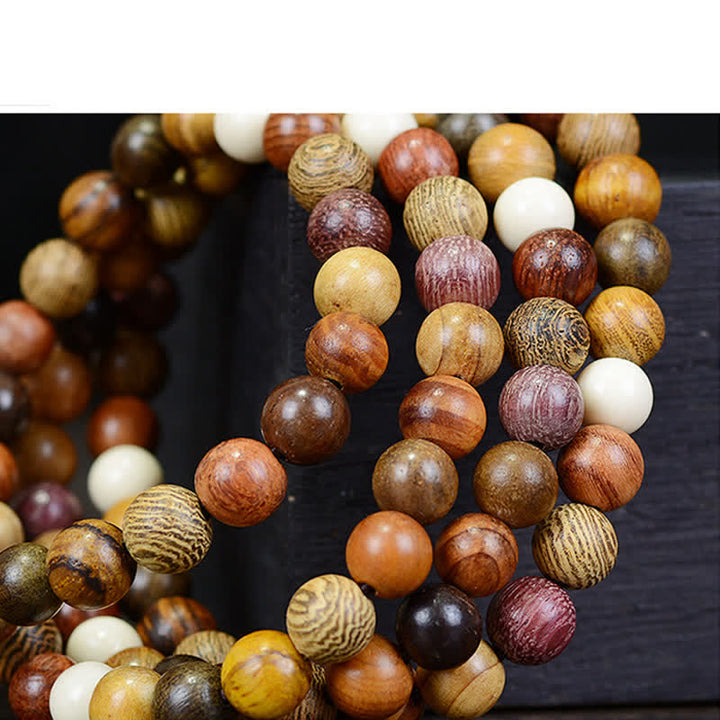 Buddha Stones 108 Perlen, mehrfarbige Mala aus Naturholz für beruhigende Energie - image 10