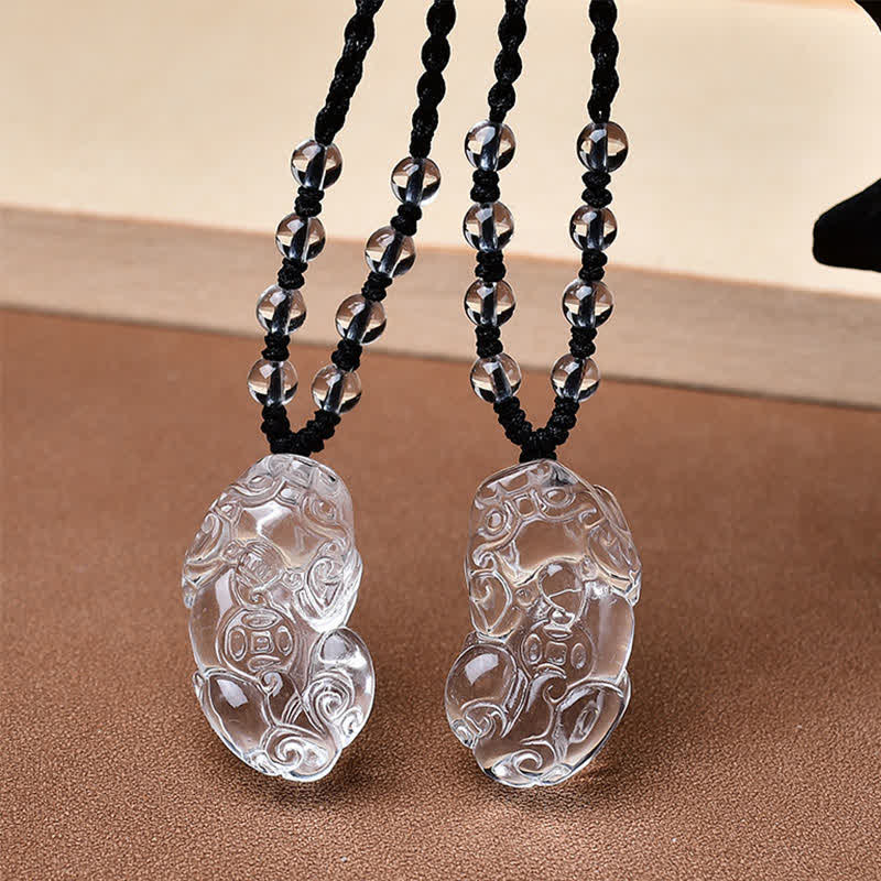 Buddha Stones Halskette aus natürlichen, klaren Quarzperlen (Pixiu Clarity) - image 8