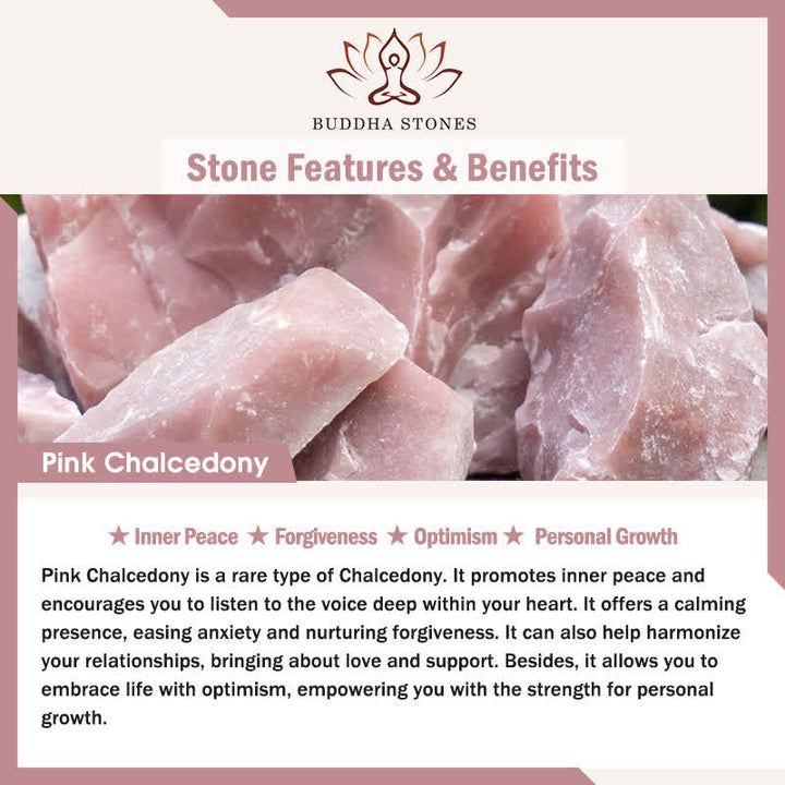 Buddha Stones Halskettenanhänger aus rosa Chalcedon-Kürbis mit Optimismus-Motiv - image 5
