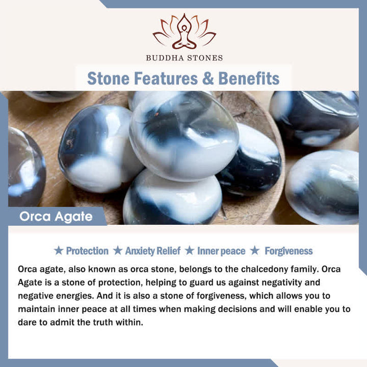 Buddha Stones Orca-Achat Yin Yang Harmonie Rundperlenarmband - image 4