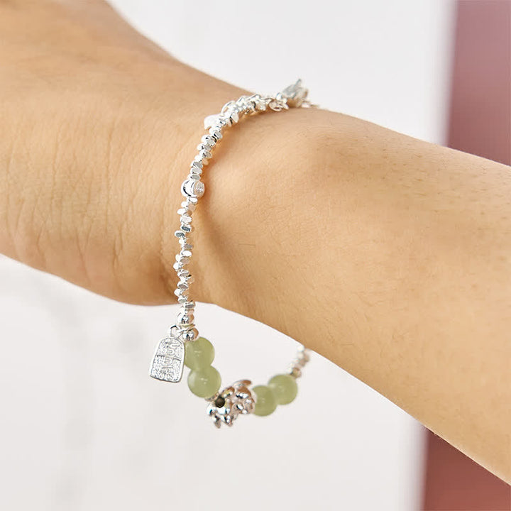 Buddha Stones Joy Happiness Charm Lotus Jade Bead Copper Abundance Armband - image 4