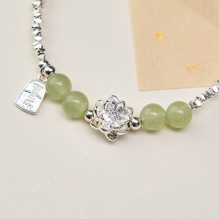 Buddha Stones Joy Happiness Charm Lotus Jade Bead Copper Abundance Armband - image 5