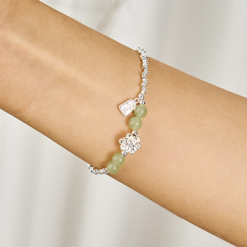 Buddha Stones Joy Happiness Charm Lotus Jade Bead Copper Abundance Armband - image 3
