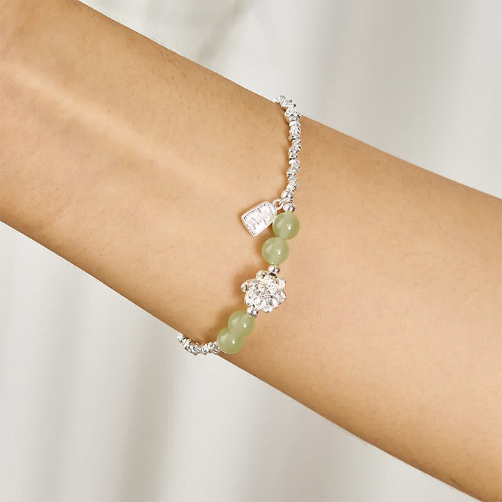 Buddha Stones Joy Happiness Charm Lotus Jade Bead Copper Abundance Armband - image 3